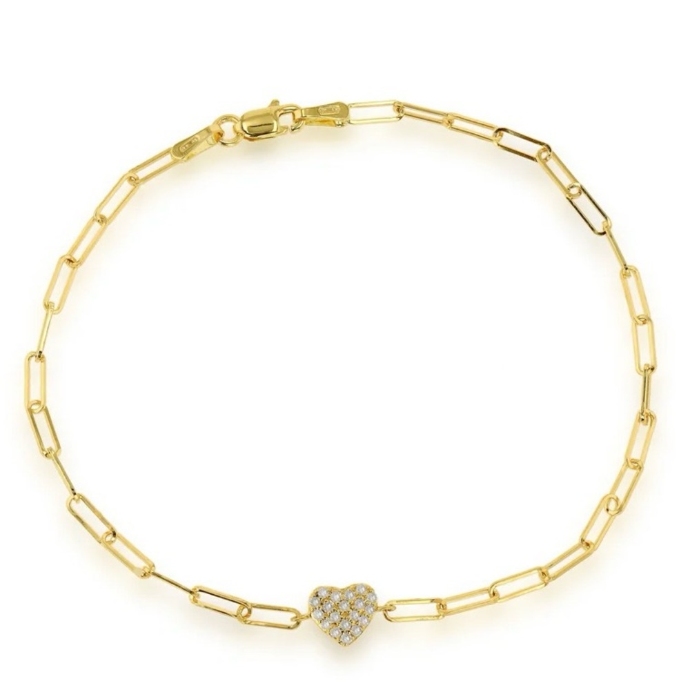 Rachel Reid EUC Diamond Heart Gold Bracelet